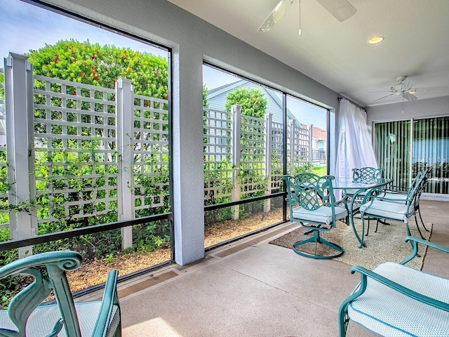 1982 Eldridge Loop, The Villages, FL 32162 - sunroom featuring a ceiling fan