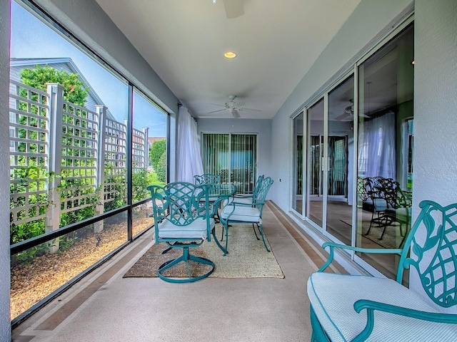 1982 Eldridge Loop, The Villages, FL 32162 - sunroom featuring a ceiling fan