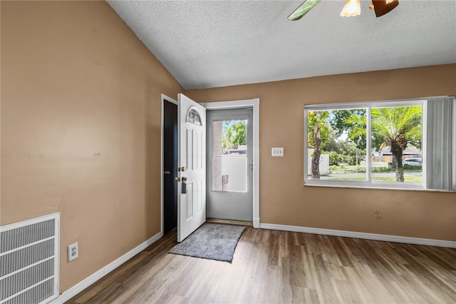 461 Kee St, Apopka, FL 32712 - foyer with a textured ceiling, wood finished floors, and lofted ceiling
