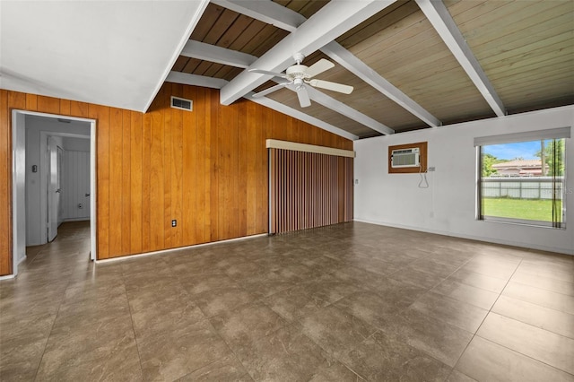 138 W 52nd St, Hialeah, FL 33012 - unfurnished room with wooden walls, ceiling fan, and a wall unit AC