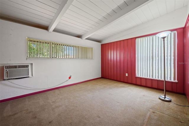 138 W 52nd St, Hialeah, FL 33012 - carpeted empty room with a wall mounted AC and wooden ceiling