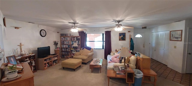 13420 Debbie Ln, Clermont, FL 34715 - living area with a ceiling fan and carpet flooring