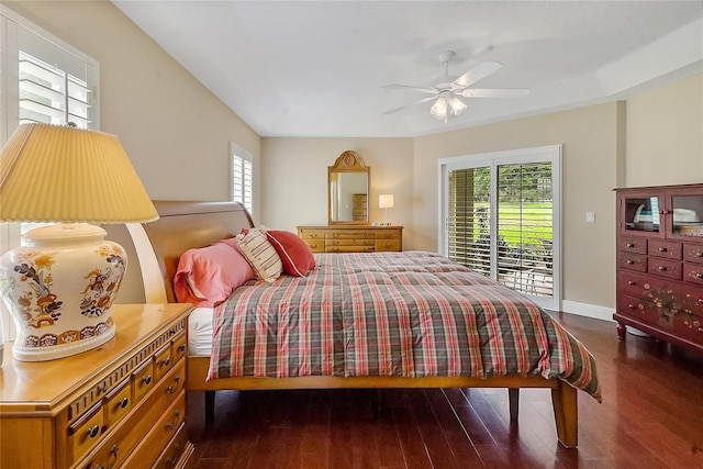 5349 Grove Mnr, Lady Lake, FL 32159 - bedroom with multiple windows, access to outside, wood finished floors, and a ceiling fan