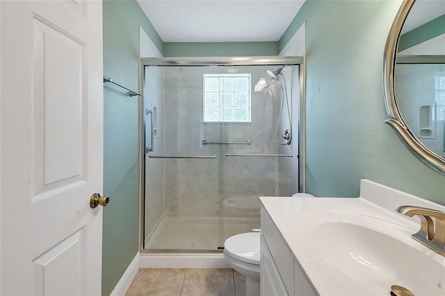 5349 Grove Mnr, Lady Lake, FL 32159 - full bath featuring a shower stall, vanity, and tile patterned flooring