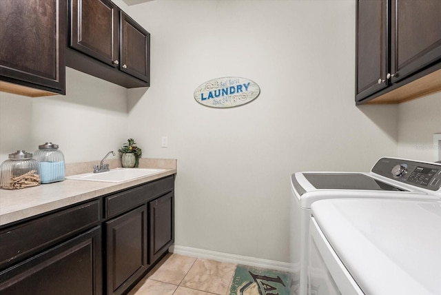 30300 Hackney Loop, Mount Dora, FL 32757 - laundry area with cabinet space, independent washer and dryer, and light tile patterned flooring