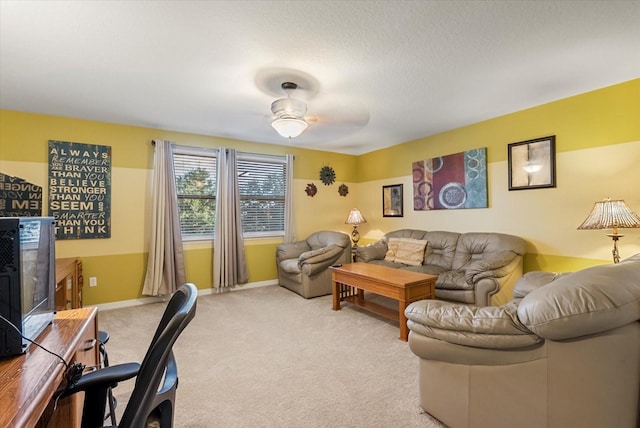 30300 Hackney Loop, Mount Dora, FL 32757 - living area featuring light carpet, ceiling fan, and a desk