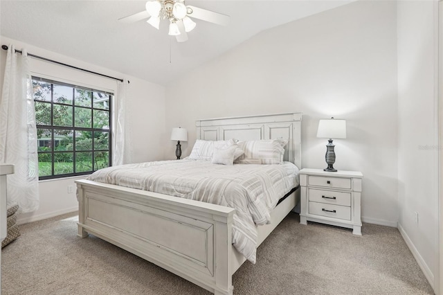 324 Juniper Way, Tavares, FL 32778 - bedroom featuring lofted ceiling, light colored carpet, and ceiling fan
