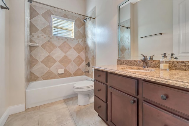 18139 Great Blue Heron Dr, Groveland, FL 34736 - bathroom featuring vanity, bathing tub / shower combination, and tile patterned flooring