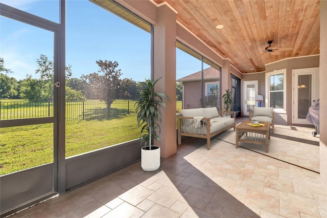 18139 Great Blue Heron Dr, Groveland, FL 34736 - sunroom / solarium featuring ceiling fan and outdoor lounge area