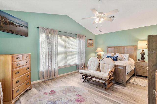 1412 Cove Pl, Tavares, FL 32778 - bedroom with lofted ceiling, wood finished floors, and a ceiling fan