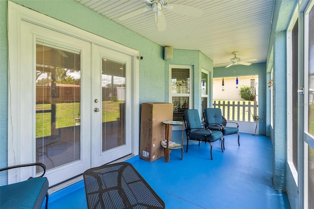 1412 Cove Pl, Tavares, FL 32778 - sunroom / solarium with french doors and a ceiling fan