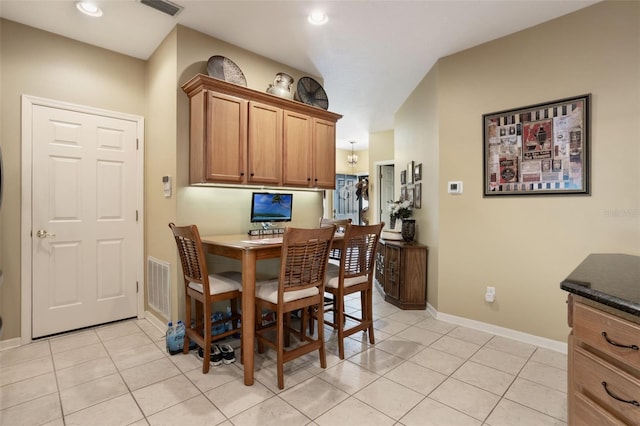 9015 Saint Andrews Way, Mount Dora, FL 32757 - dining area with light tile patterned floors and recessed lighting