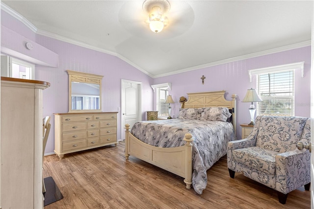 89 Palermo Pl, The Villages, FL 32159 - bedroom featuring crown molding, wood finished floors, and vaulted ceiling