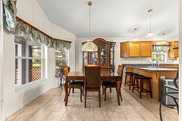 89 Palermo Pl, The Villages, FL 32159 - dining space with lofted ceiling and baseboards