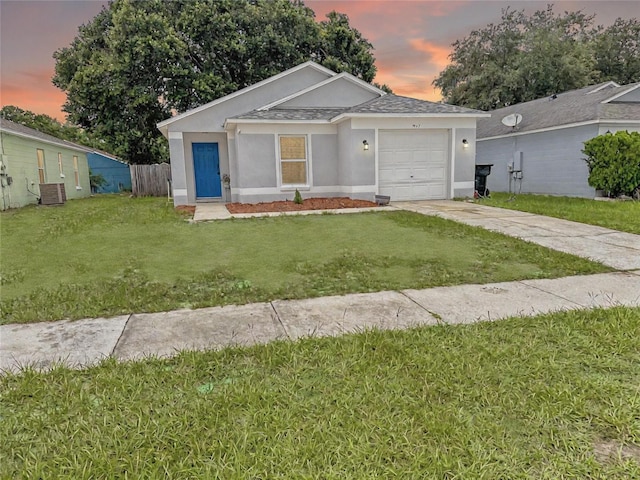 7047 Hickory Branch Cir, Orlando, FL 32818 - ranch-style home with concrete driveway, a garage, stucco siding, and a shingled roof