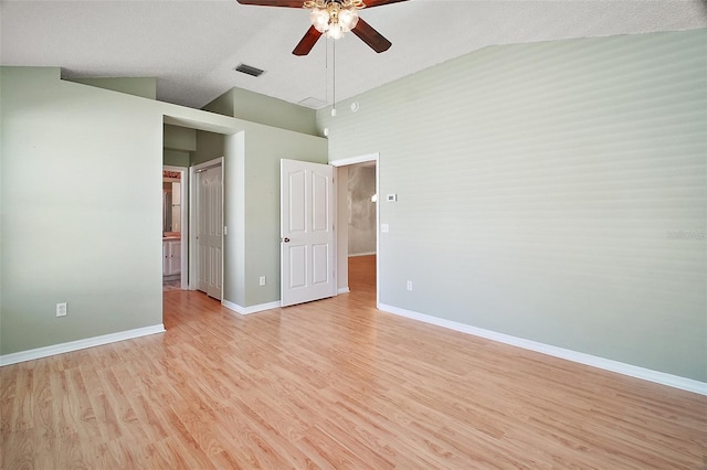 182 Palermo Pl, Lady Lake, FL 32159 - spare room featuring lofted ceiling, a ceiling fan, and light wood-type flooring