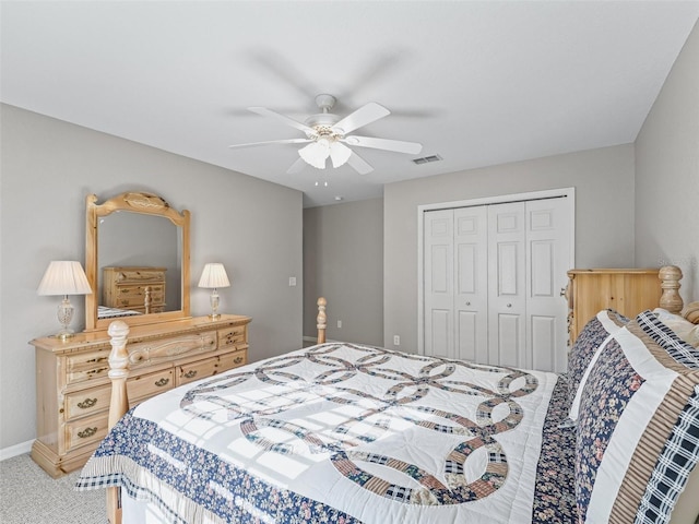 11092 SE 174th Loop, Summerfield, FL 34491 - carpeted bedroom with a closet and ceiling fan