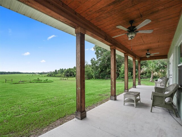 8567 Crk 635, Bushnell, FL 33513 - view of patio / terrace with ceiling fan and a view of rural / pastoral area