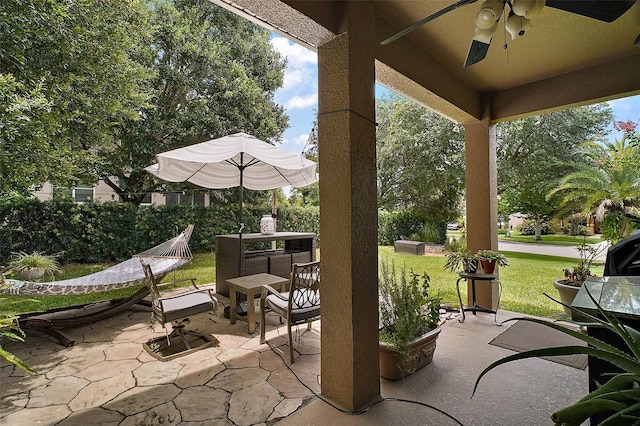 30230 Tokara Ter, Mount Dora, FL 32757 - view of patio / terrace featuring ceiling fan and outdoor dining space