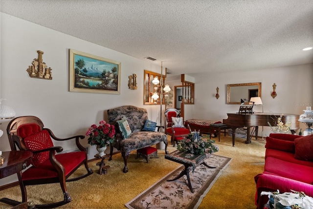 5268 Pinto Way, Orlando, FL 32810 - carpeted living room with a textured ceiling