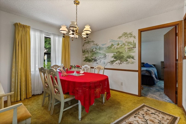 5268 Pinto Way, Orlando, FL 32810 - carpeted dining room featuring a chandelier and a textured ceiling