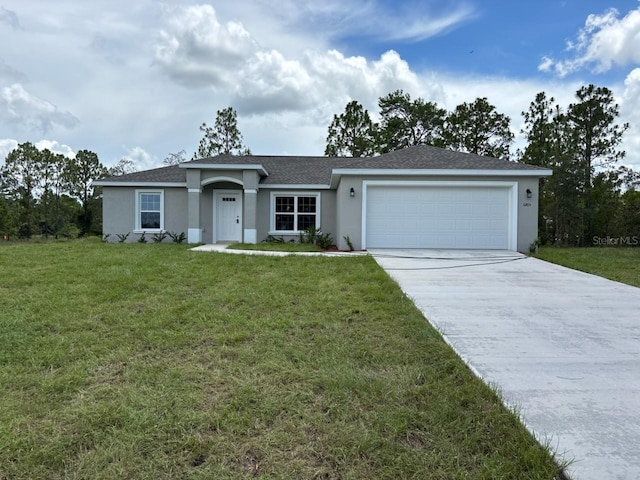 6805 N Sandborn Loop, Citrus Springs, FL 34433 - single story home featuring stucco siding, an attached garage, driveway, and a front yard