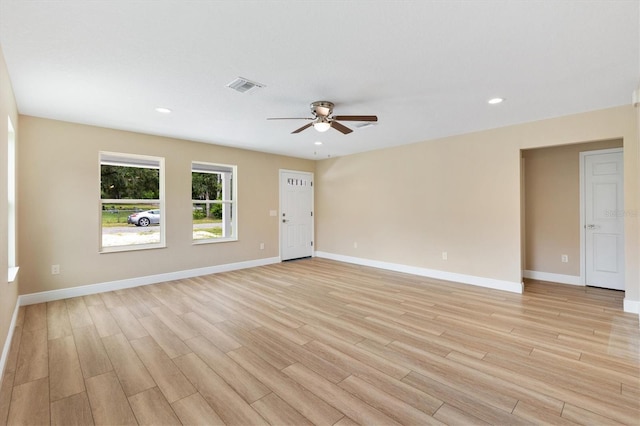 577 E Anderson Ave, Bushnell, FL 33513 - spare room featuring ceiling fan, light wood-style floors, and recessed lighting