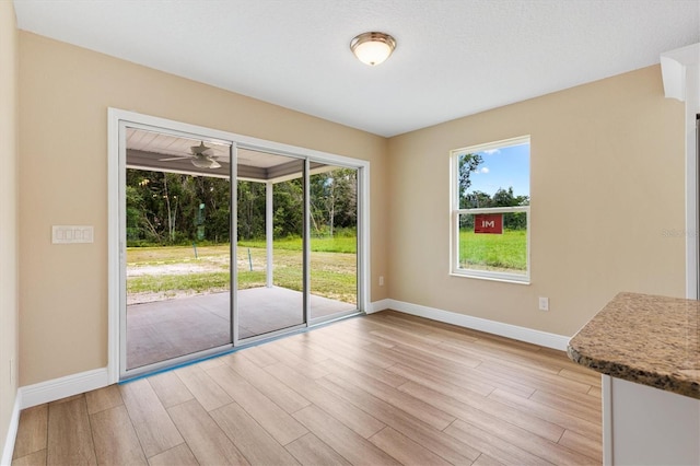 577 E Anderson Ave, Bushnell, FL 33513 - unfurnished dining area featuring light wood-style flooring, plenty of natural light, and a ceiling fan