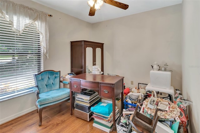 9835 Lakeshore Dr, Clermont, FL 34711 - office with a ceiling fan and light wood-type flooring