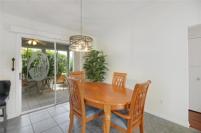 17707 SE 92nd Grantham Ter, The Villages, FL 32162 - dining space featuring a chandelier and light tile patterned floors