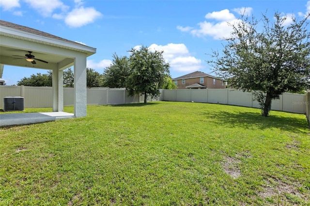 1504 Finchburg St, Minneola, FL 34715 - fenced backyard featuring ceiling fan