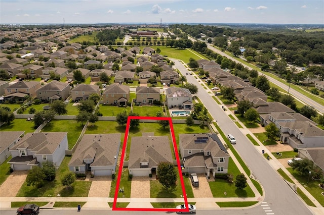 1504 Finchburg St, Minneola, FL 34715 - aerial perspective of suburban area featuring property boundaries highlighted