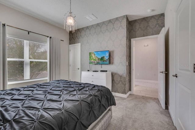 8971 Cabot Cliffs Dr, Davenport, FL 33896 - carpeted bedroom featuring wallpapered walls and baseboards
