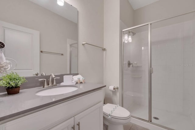 8971 Cabot Cliffs Dr, Davenport, FL 33896 - bathroom featuring a stall shower, vanity, and tile patterned flooring