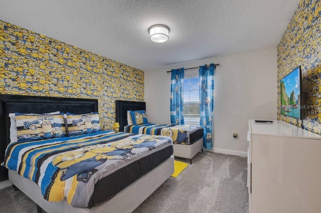8971 Cabot Cliffs Dr, Davenport, FL 33896 - carpeted bedroom featuring a textured ceiling, an accent wall, and wallpapered walls
