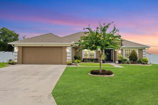 406 Benjamin Ct, Fruitland Park, FL 34731 - ranch-style home featuring a garage, concrete driveway, stucco siding, and a shingled roof