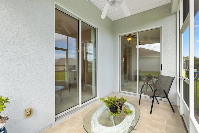 12205 SE 173rd Pl, Summerfield, FL 34491 - sunroom / solarium featuring a ceiling fan and beamed ceiling