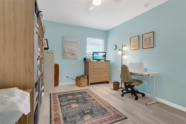 5135 Indian Ocean Loop, Tavares, FL 32778 - office area with a ceiling fan and light wood finished floors