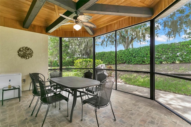 5135 Indian Ocean Loop, Tavares, FL 32778 - sunroom / solarium with a ceiling fan, beamed ceiling, and outdoor dining area