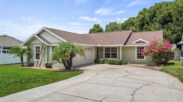 11746 Oswalt Rd, Clermont, FL 34711 - ranch-style house with a garage, driveway, stucco siding, and roof with shingles