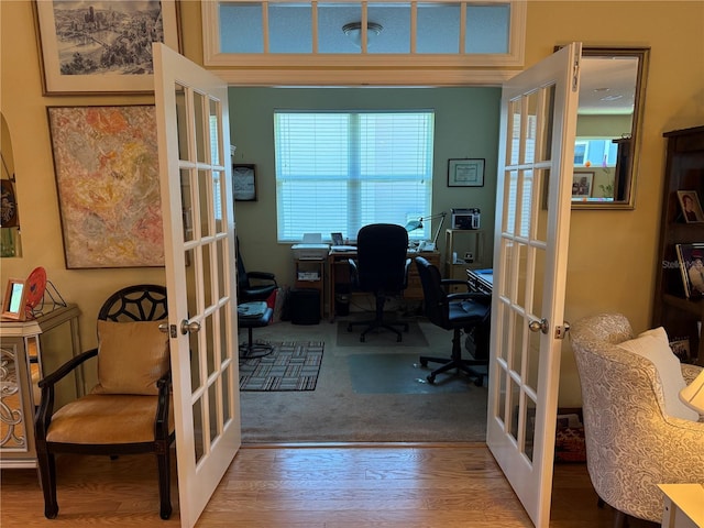 8301 Bridgeport Bay Cir, Mount Dora, FL 32757 - office featuring french doors and wood finished floors