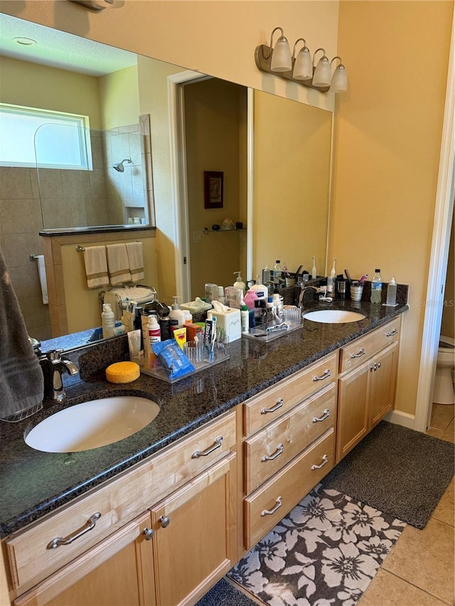 8301 Bridgeport Bay Cir, Mount Dora, FL 32757 - full bathroom featuring tile patterned floors and double vanity