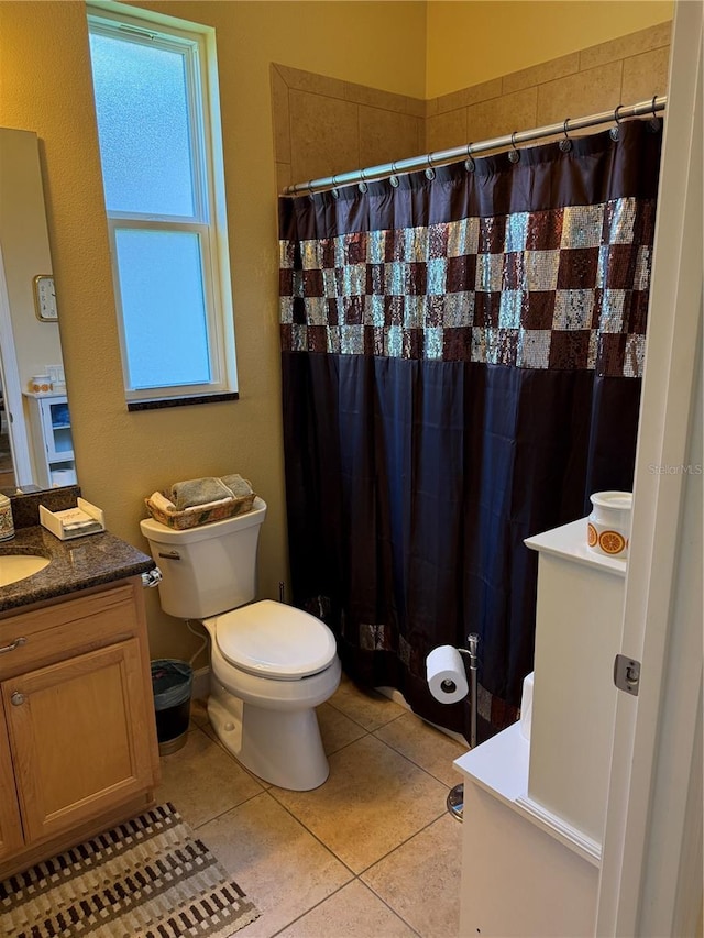 8301 Bridgeport Bay Cir, Mount Dora, FL 32757 - bathroom with vanity, tile patterned flooring, and a shower with curtain