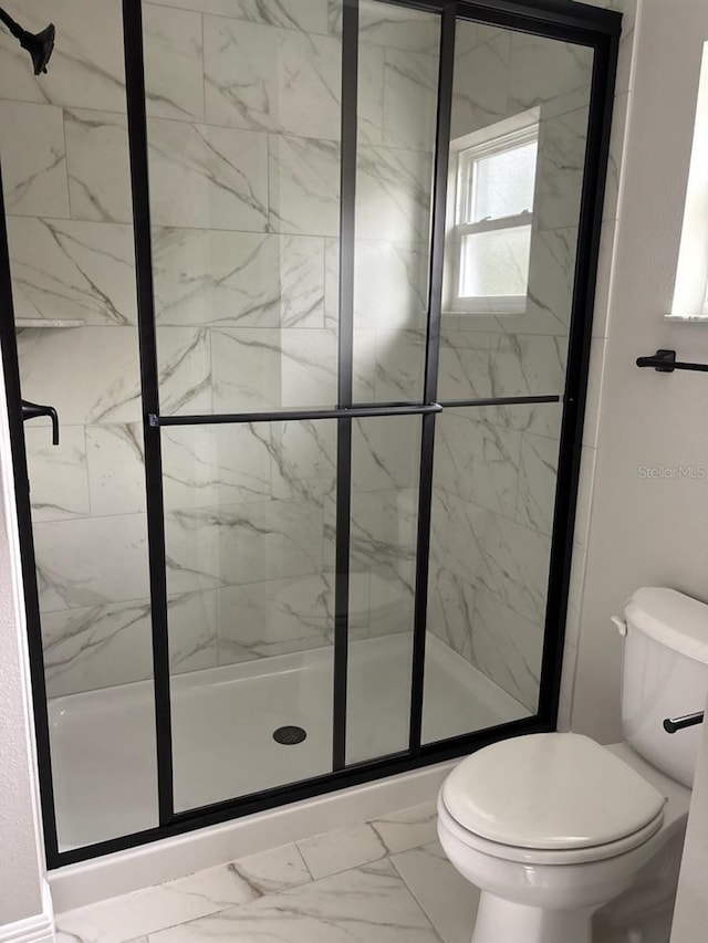 3838 W Baton Ln, Citrus Springs, FL 34433 - bathroom with a stall shower and marble finish floors