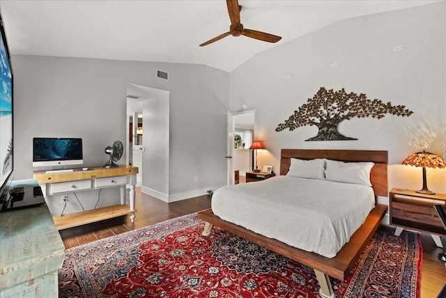 17525 SE 111th Cir, Summerfield, FL 34491 - bedroom featuring lofted ceiling, wood finished floors, and ceiling fan