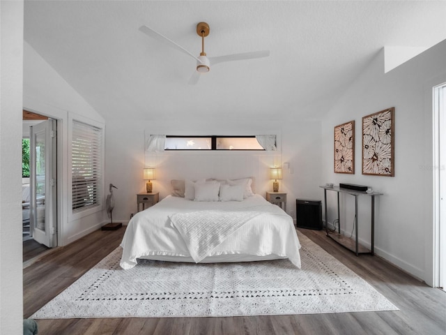 1978 Brantley Cir, Clermont, FL 34711 - bedroom featuring lofted ceiling, wood finished floors, a ceiling fan, and access to outside