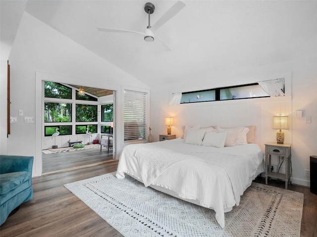 1978 Brantley Cir, Clermont, FL 34711 - bedroom with wood finished floors, a ceiling fan, and high vaulted ceiling