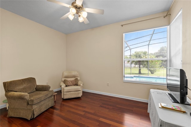 7811 Laurel View Dr, Mount Dora, FL 32757 - living area featuring wood finished floors, ceiling fan, and healthy amount of natural light