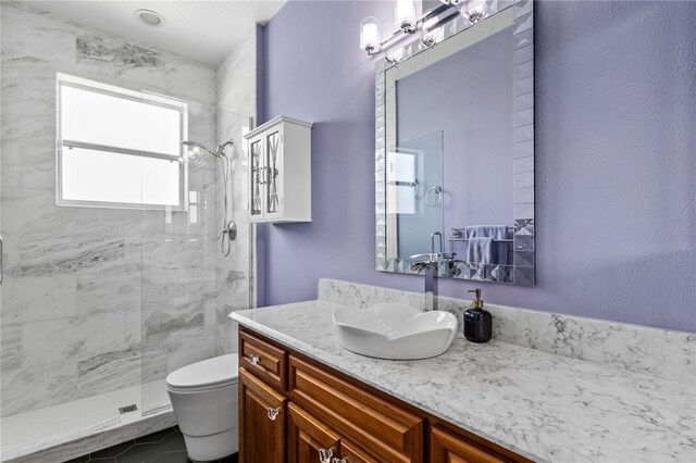 7811 Laurel View Dr, Mount Dora, FL 32757 - bathroom featuring vanity, walk in shower, and tile patterned flooring
