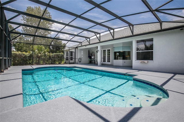 7811 Laurel View Dr, Mount Dora, FL 32757 - outdoor pool featuring a patio area, french doors, and glass enclosure